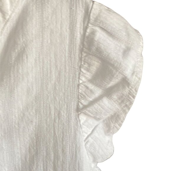 Levi's Youth Light Weight Ruffle Sleeve Blouse-White-Size XL-GUC - Picture 5 of 8